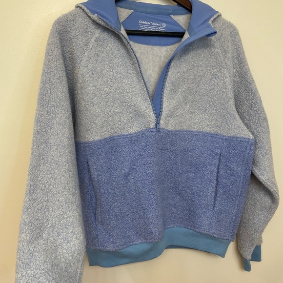 NEW Outdoor Voices||Megafleece Wool Half Zip Pullover Hoody, Dusty Blue … - Picture 9 of 13